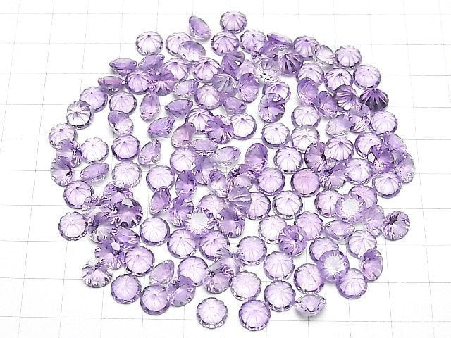 Hochwertiger Amethyst AAA geschnitzte runde facettierte 8x8mm 3 Stück
