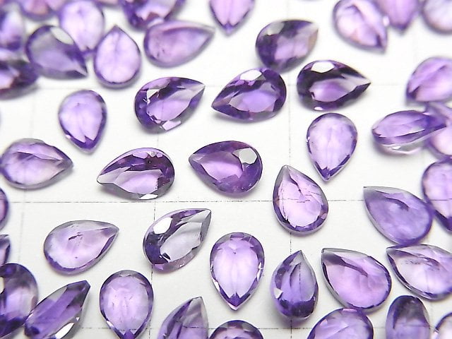 高品質紫水晶 AAA- 裸石 梨形 切面 6x4mm 5顆
