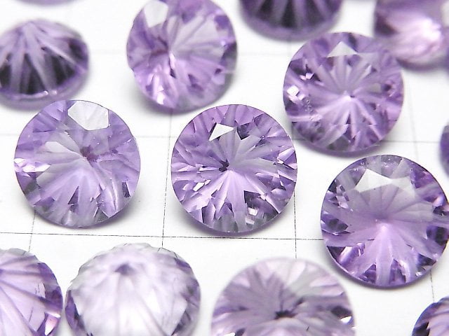 高品質紫水晶 AAA 雕刻圓刻面 10x10mm 2顆