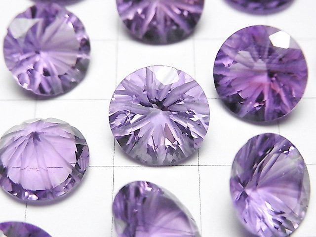 高品質紫水晶 AAA 雕刻圓形刻面 12x12mm 1件