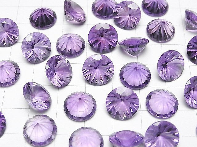 Hochwertiger Amethyst AAA geschnitzte runde facettierte 12x12mm 1 Stück