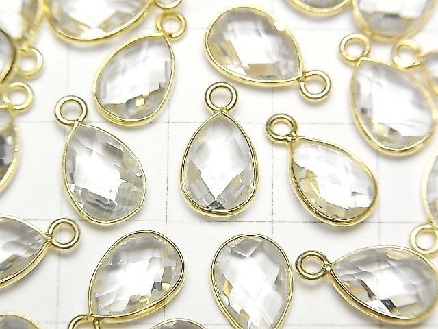 高品質白色拓帕石 AAA 包鑲刻面梨形 11x8 公釐 18KGP 3件