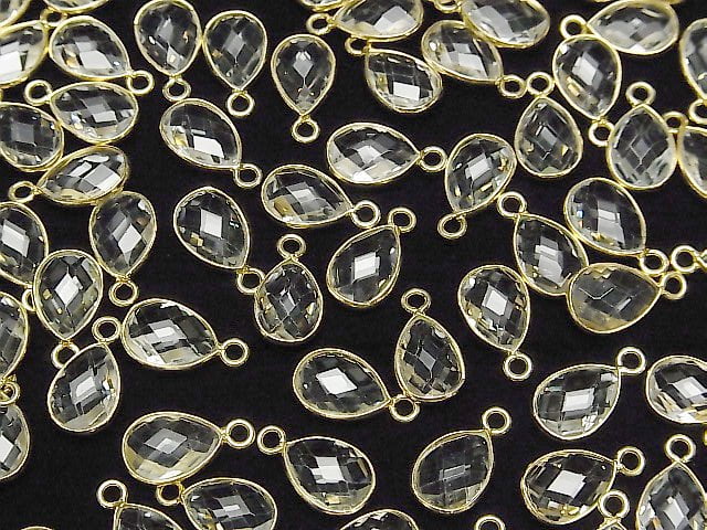 Hochwertiger weißer Topas AAA Zargenfassung facettierte Tropfenform 11x8mm 18KGP 3 Stück