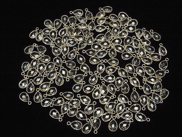 Hochwertiger weißer Topas AAA Zargenfassung facettierte Tropfenform 11x8mm 18KGP 3 Stück