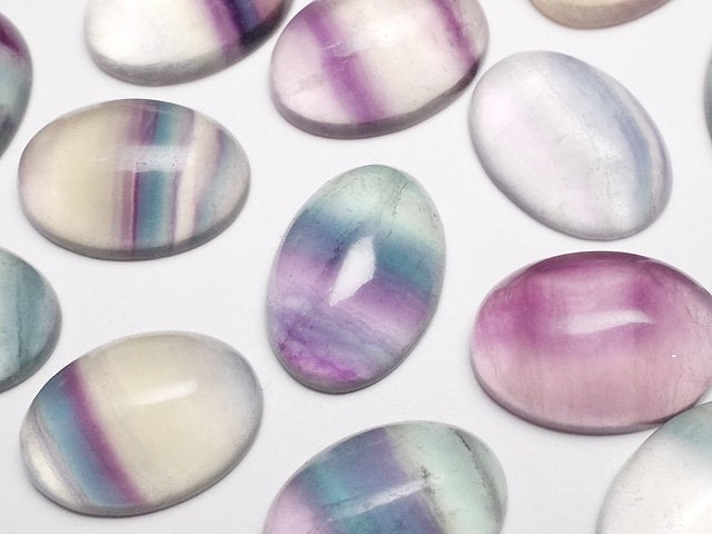 多色螢石 AAA 橢圓蛋面切工 18x13mm 2顆