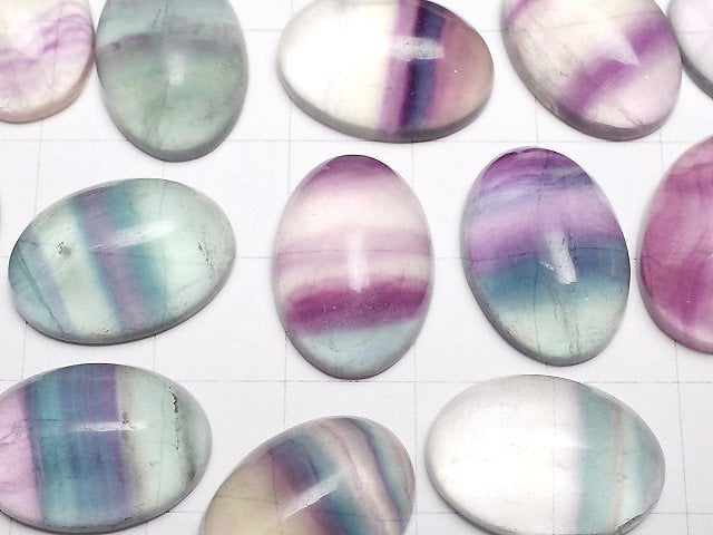 多色螢石 AAA 橢圓蛋面切工 18x13mm 2顆