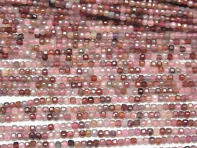Hochwertig! Mehrfarbiger Turmalin AA++ Würfelform 2x2x2mm 1Strang Perlen (ca. 37 cm)