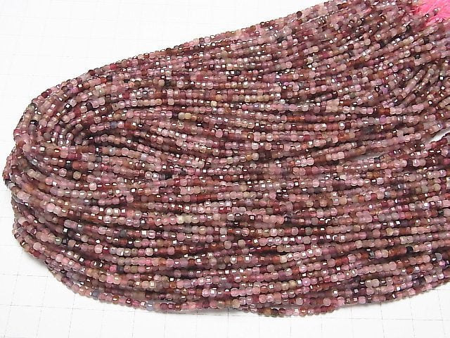 Hochwertig! Mehrfarbiger Turmalin AA++ Würfelform 2x2x2mm 1Strang Perlen (ca. 37 cm)
