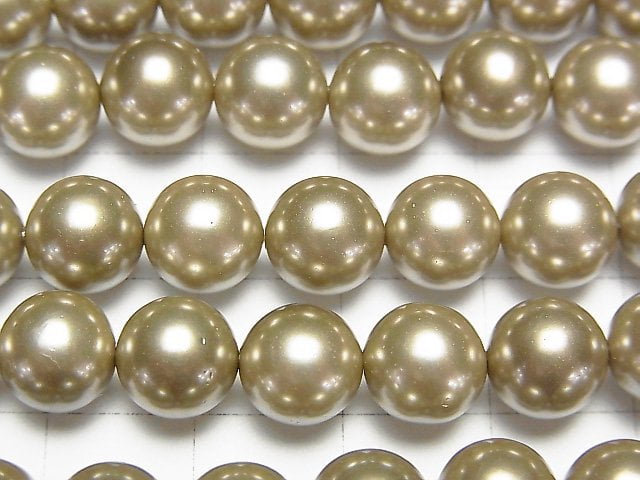 Muschelperle Gold Rund 8mm 1strang Perlen (ca. 15 Zoll / 37 cm)