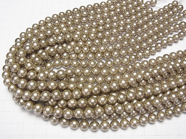 Muschelperle Gold Rund 8mm 1strang Perlen (ca. 15 Zoll / 37 cm)