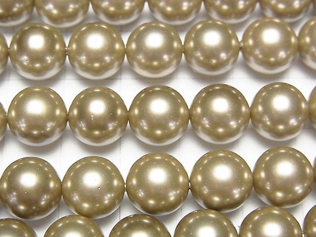 貝殼珍珠金色圓形 10公釐 1串珠子 (約15英寸/37公分)