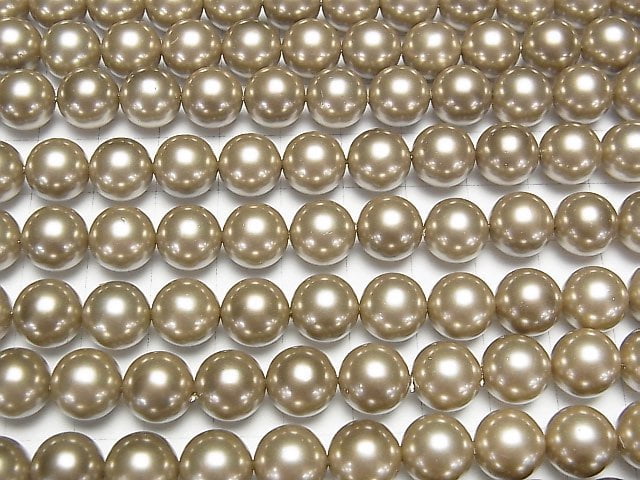 Muschel Perle Gold Rund 10mm 1Strang Perlen (ca. 15 Zoll / 37 cm)