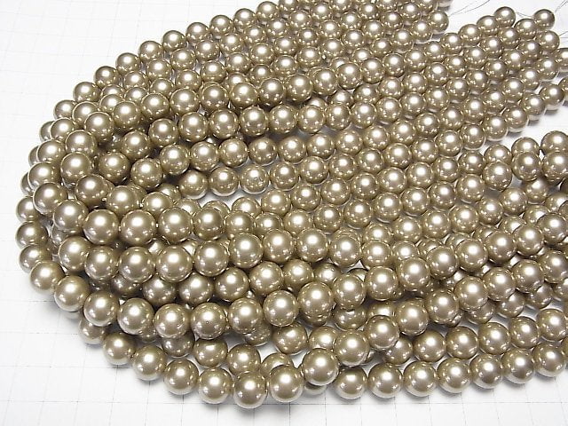 Muschel Perle Gold Rund 10mm 1Strang Perlen (ca. 15 Zoll / 37 cm)