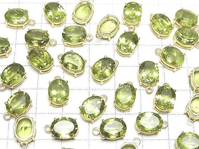 Hochwertiger Peridot AAA Zargenfassung Oval Facettiert 10x8mm 18KGP 1 Stück
