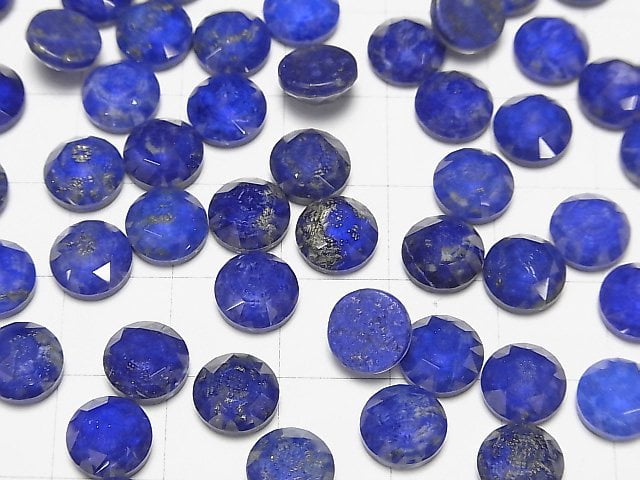 Lapislazuli x Kristall AAA Rund Rose Cut 8x8mm 3 Stück