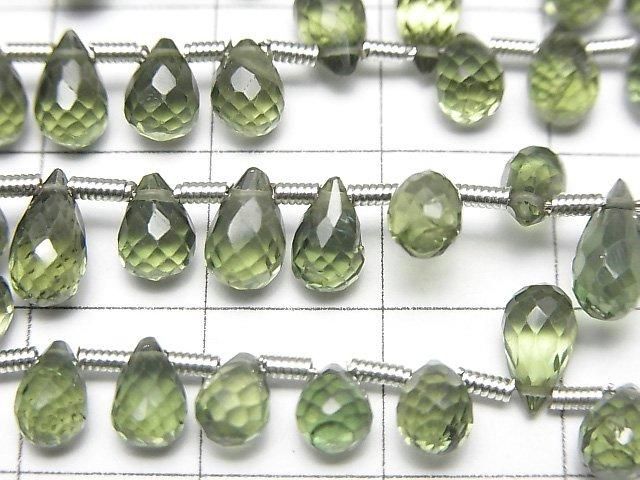 高品質綠磷灰石 AAA 水滴刻面梨形半串或 1 串珠(約 7 英寸/18 厘米)