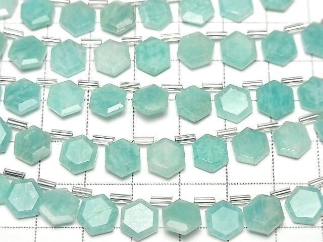 Amazonit AA++ Flach Hexagon Schnitt 9x8mm 1Strang Perlen (13Stück)