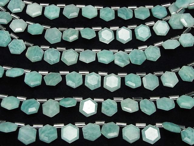 Amazonit AA++ Flach Hexagon Schnitt 9x8mm 1Strang Perlen (13Stück)
