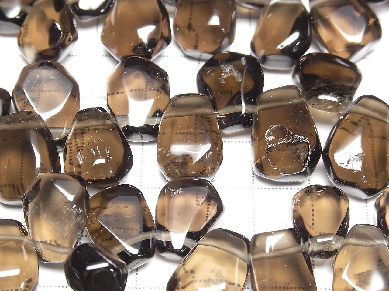 Smoky Quartz AAA- Faceted Nugget Top Side Drilled Hole half or 1strand beads (aprx.15inch/37cm)