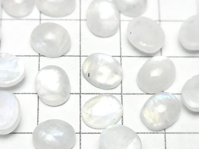 彩虹月光石 AA++ 橢圓形素面蛋面 10x8mm 4顆