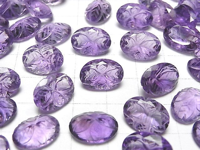 Hochwertiger Amethyst AAA geschnitzte ovale facettierte 14x10mm 1 Stück