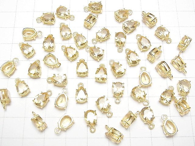 Hochwertiger Citrin AAA Zargenfassung Birnenform facettiert 8x6mm 18KGP 2Stück