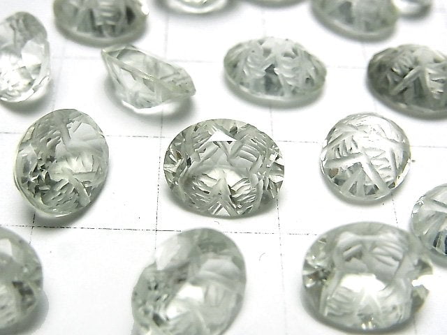 高品質綠紫水晶 AAA 雕刻橢圓形刻面 10x8mm 3顆