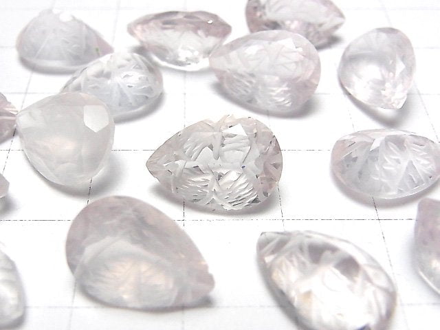 高品質玫瑰石英 AAA 刻面梨形 14x10mm 2顆