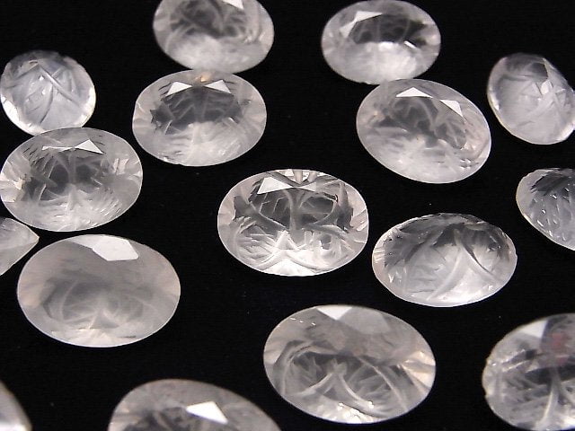 Hochwertiger Rosenquarz AAA geschnitzte ovale Form facettiert 14x10mm 2 Stück