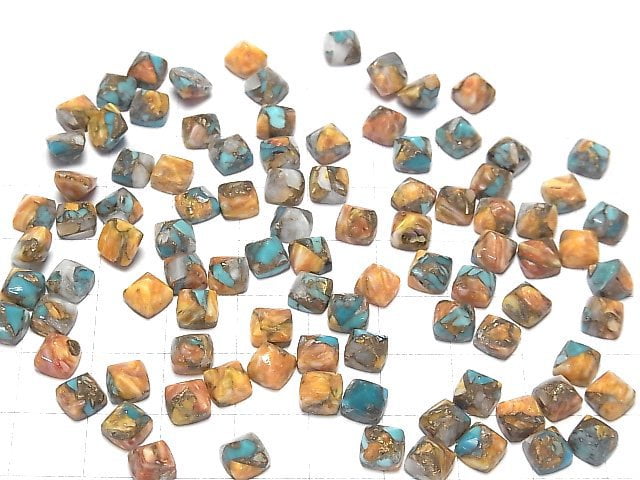 Austern-Kupfer-Türkis AAA Zuckerlaib Schnitt 6x6mm 3Stück