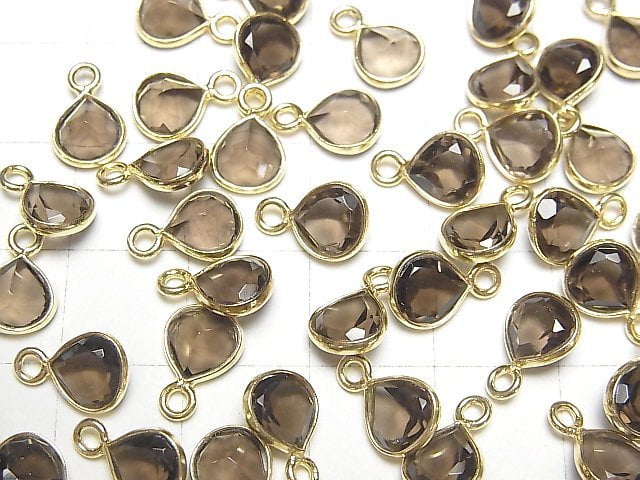 Hochwertiger Rauchquarz AAA Zargenfassung Kastanien-facettiert 7x7mm 18KGP 3Stück