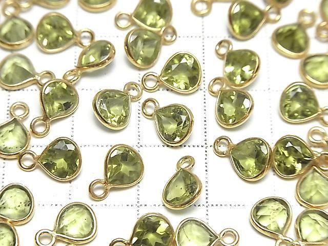 Hochwertiger Peridot AAA Zargenfassung Kastanienform facettiert 7x6,5mm 18KGP 2Stücke