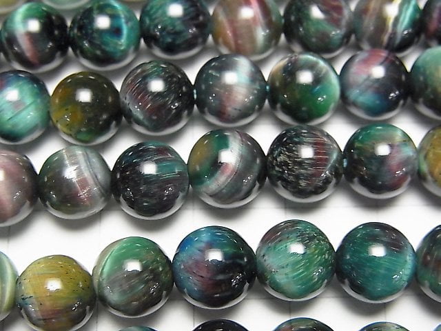 混合色虎眼石 AAA級 圓珠 8mm 一串珠子 (約15英吋 / 36公分)