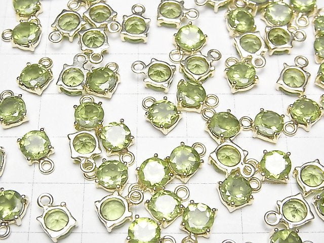 Hochwertig Peridot AAA Zargenfassung Rund Facettiert 6x6mm 18KGP 2Stück