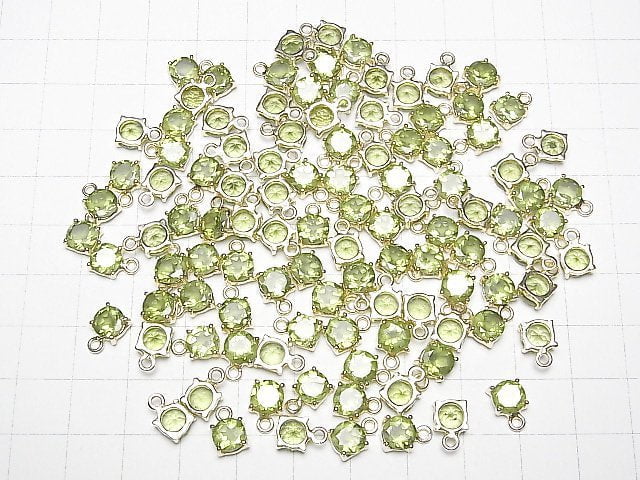 Hochwertig Peridot AAA Zargenfassung Rund Facettiert 6x6mm 18KGP 2Stück