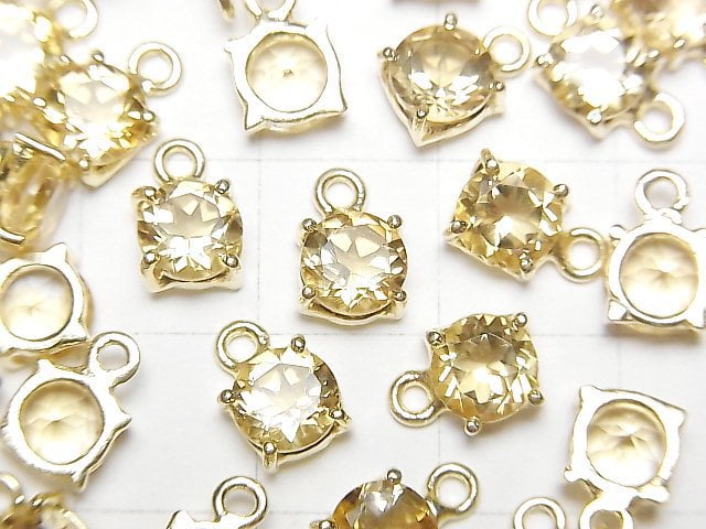 高品質黃水晶 AAA 包鑲圓形刻面 6x6mm 18KGP 2顆