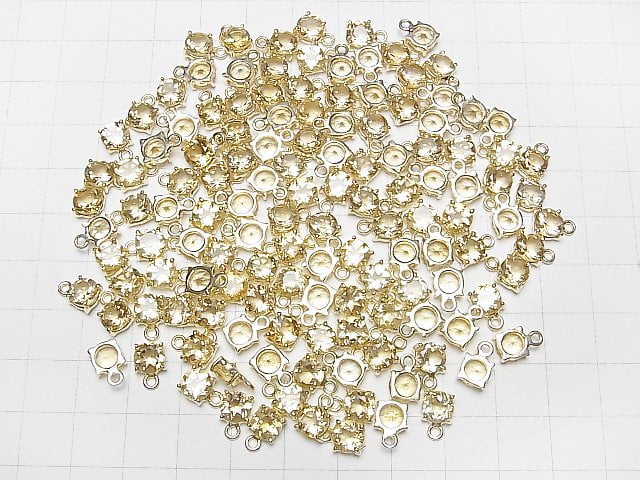Hochwertig Citrin AAA Zargenfassung Rund Facettiert 6x6mm 18KGP 2Stück