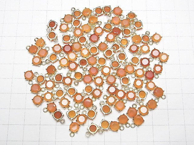 Hochwertig Karneol AAA Zargenfassung Rund Facettiert 6x6mm 18KGP 2Stück