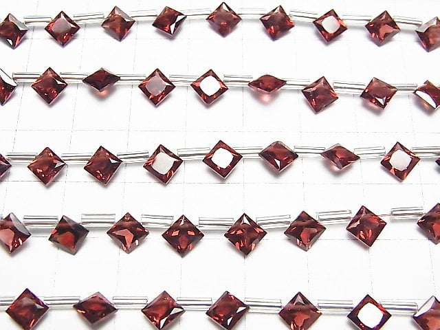 Hochwertiger Mosambikgranat AAA Diamant Prinzess-Schliff 7x7mm halb oder 1Strang Perlen (ca. 7Zoll / 18cm)