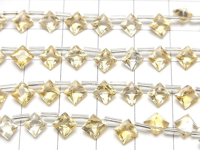 Hochwertig Citrin AAA Diamant Prinzessschnitt 6x6mm halb oder 1Strang Perlen (18Stück)