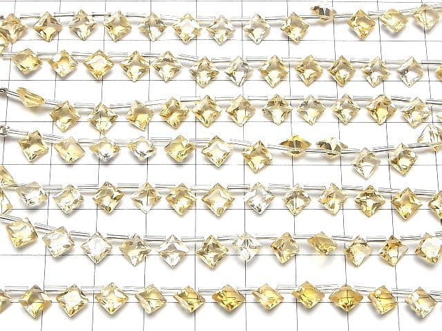 Hochwertig Citrin AAA Diamant Prinzessschnitt 6x6mm halb oder 1Strang Perlen (18Stück)