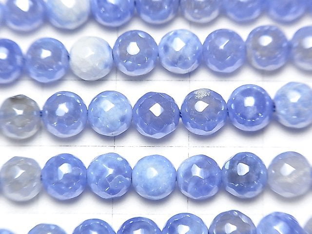 Blue color Agate Faceted Round 6mm Coating 1strand beads (aprx.15inch / 36cm)