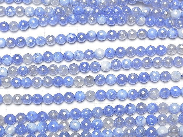 Blue color Agate Faceted Round 6mm Coating 1strand beads (aprx.15inch / 36cm)