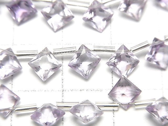 高品質淺色紫水晶 AAA 鑽石公主方形 7x7mm 半串或 1 串珠子(18 顆)