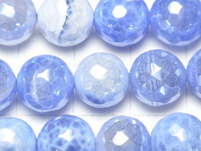 Blue color Agate Faceted Round 10mm Coating 1strand beads (aprx.14inch / 35cm)