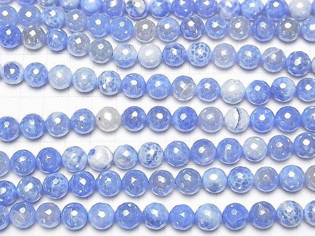Blue color Agate Faceted Round 10mm Coating 1strand beads (aprx.14inch / 35cm)
