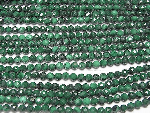High Quality! Malachite AAA- Faceted Round 4mm 1strand beads (aprx.15inch/37cm)