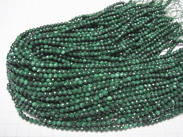 High Quality! Malachite AAA- Faceted Round 4mm 1strand beads (aprx.15inch/37cm)