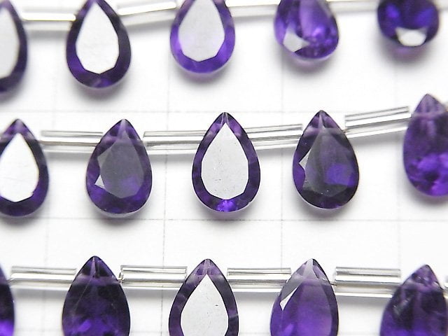 高品質紫水晶 AAA 梨形刻面 9x6mm 半串或 1 串珠子 (18 顆)