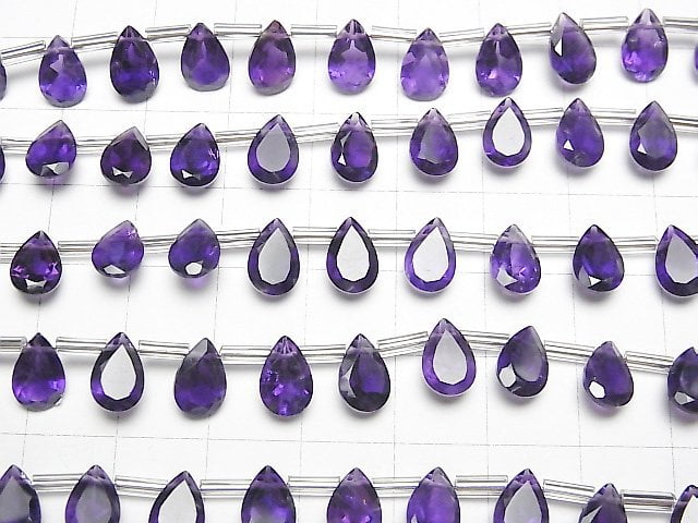 Hochwertiger Amethyst AAA- Tropfenform facettiert 9x6mm halb oder 1Strang Perlen (18 Stück)